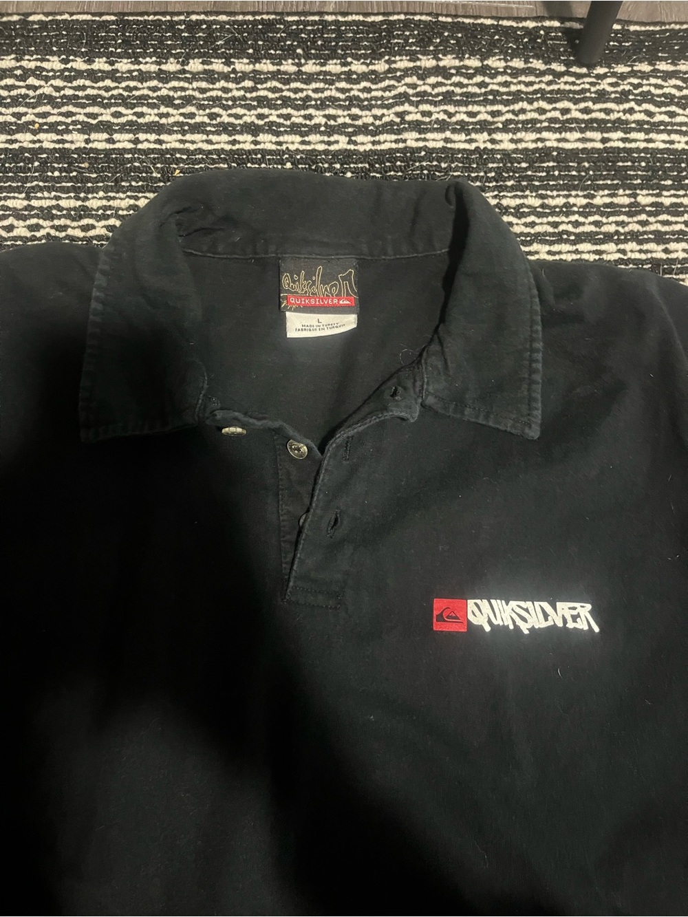 vintage Quicksilver Black Polo with Red Logo